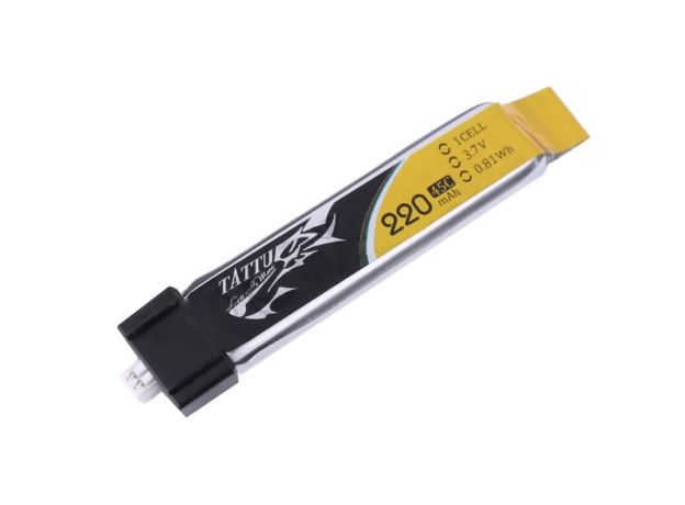 Tattu 220mAh 1S 45C 3.7V LiPo Batarya | JST-PHR 2.0 Konnektör | FPV Classic (5pcs)