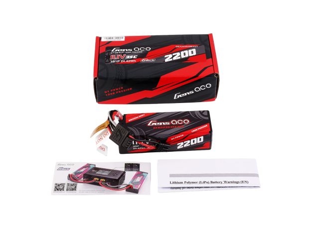 Gens ace 2200mAh 3S 35C 11.1V LiPo Batarya | Sert Kasalı | IEC2 Konnektör | Car Classic