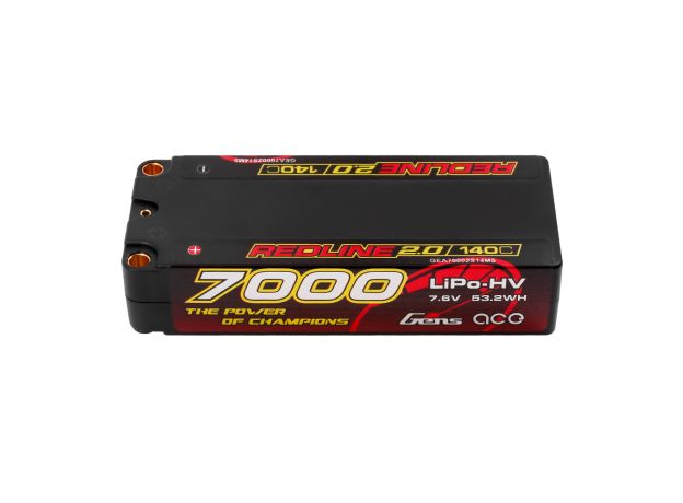 Gens ace 7000mAh 2S 140C 7.6V(HV) Mid-size LiPo Batarya | 5.0mm bullet | Kırmızıline 2.0