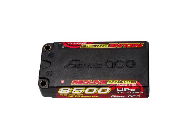 Gens ace 8500mAh 1S 140C 3.7V Shorty LiPo Batarya | 5.0mm bullet | Kırmızıline 2.0