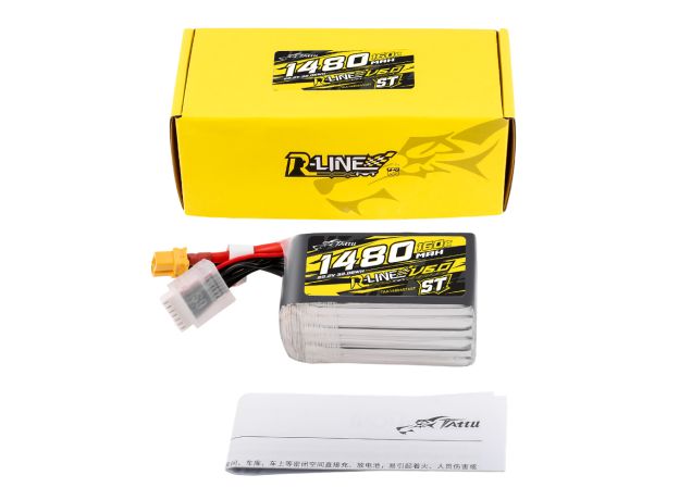 Tattu 1480mAh 6S 160C 22.2V ST LiPo Batarya | XT60 Konnektör | R-Line 6.0