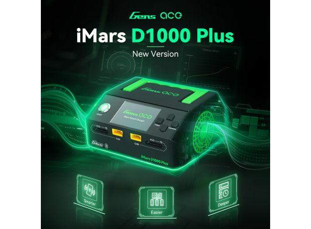 Gens ace iMars D1000 Plus Akıllı Şarj Cihazı | AC 1000W | 25A | 1-7S| 2 Kanallı