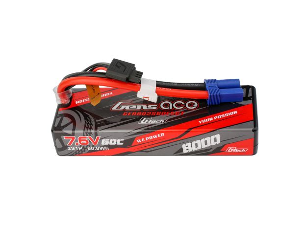 Gens ace 8000mAh 2S 60C 7.6V(HV) LiPo Batarya | Sert Kasalı | EC5 Konnektör | Car Classic