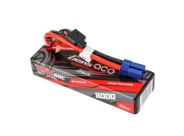 Gens ace 8000mAh 2S 60C 7.6V(HV) LiPo Batarya | Sert Kasalı | EC5 Konnektör | Car Classic