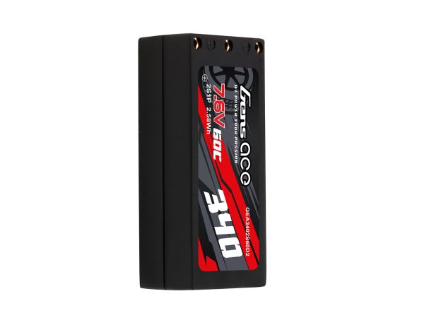 Gens ace 340mAh 2S 60C 7.6V(HV) LiPo Batarya | Sert Kasalı | 2mm Bullet to XT60 Adaptör | Car Classic
