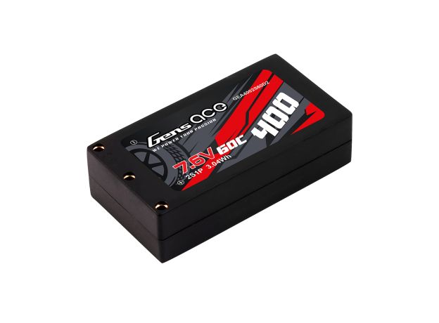 Gens ace 400mAh 2S 60C 7.6V(HV) LiPo Batarya | Sert Kasalı | 2mm Bullet to XT60 Adaptör | Car Classic