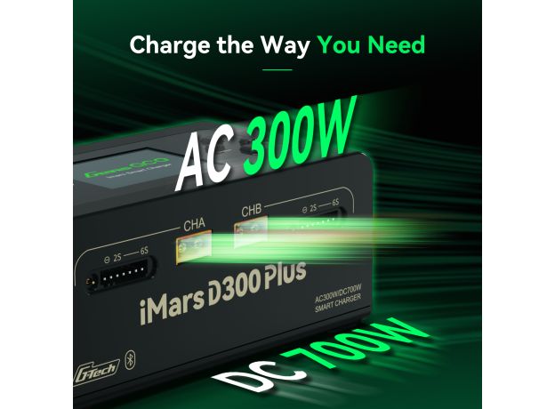 Gens ace iMars D300 Plus Akıllı Şarj Cihazı | AC 300W + DC 700W | 16A | 1-6S| 2 Kanallı | Siyah