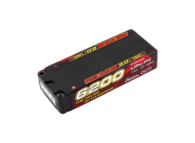 Gens ace 6200mAh 2S 140C 7.6V(HV) Mid-size LiPo Batarya | 5.0mm bullet | Kırmızıline 2.0