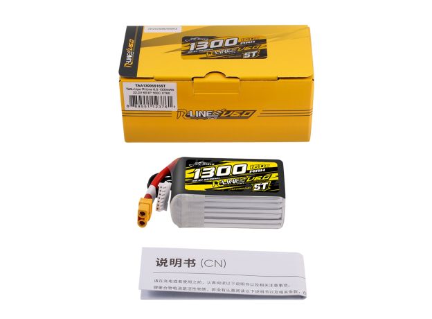 Tattu 1300mAh 6S 160C 22.2V ST LiPo Batarya | XT60 Konnektör | R-Line 6.0