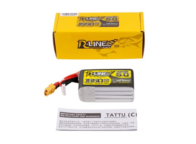 Tattu 1550mAh 4S 150C 14.8V LiPo Batarya | XT60 Konnektör | R-Line 5.0