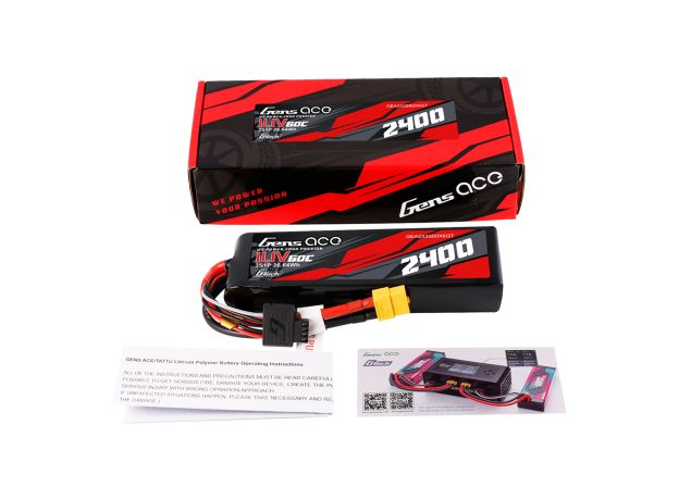 Gens ace 2400mAh 3S 60C 11.1V LiPo Batarya | XT60 Konnektör | Car Classic