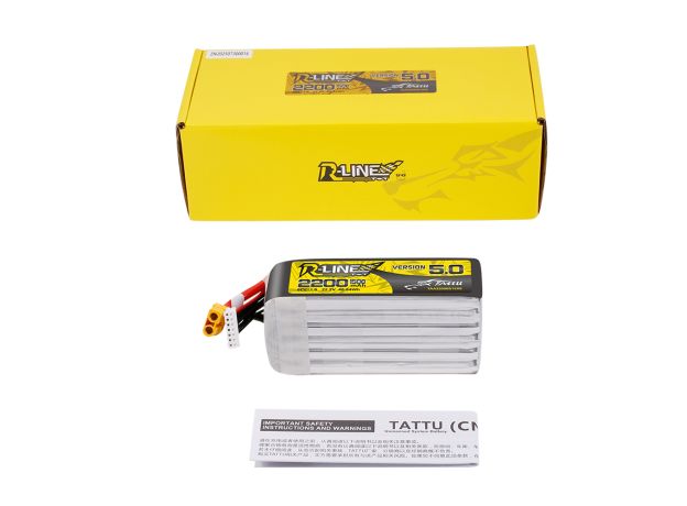 Tattu 2200mAh 6S 150C 22.2V LiPo Batarya | XT60 Konnektör | R-Line 5.0