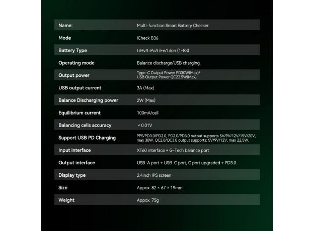 Gens ace iCheck B36 | Smart RC Batarya Checker
