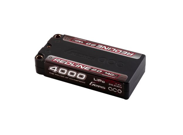 Gens ace 4000mAh 2S 140C 7.4V Shorty LiPo Batarya | 5.0mm bullet | Kırmızıline 2.0