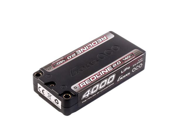 Gens ace 4000mAh 2S 140C 7.4V Shorty LiPo Batarya | 5.0mm bullet | Kırmızıline 2.0