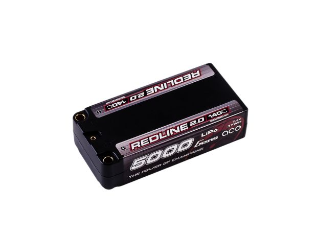 Gens ace 5000mAh 2S 140C 7.4V Shorty LiPo Batarya | 5.0mm bullet | Kırmızıline 2.0