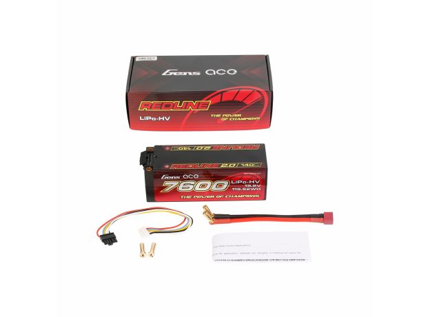 Gens ace 7600mAh 4S 140C 15.2V(HV) LiPo Batarya | 5.0mm bullet | Kırmızıline 2.0