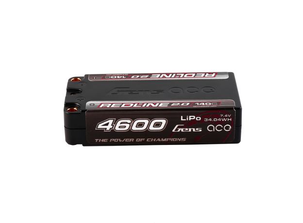 Gens ace 4600mAh 2S 140C 7.4V Shorty LiPo Batarya | 5.0mm bullet | Kırmızıline 2.0