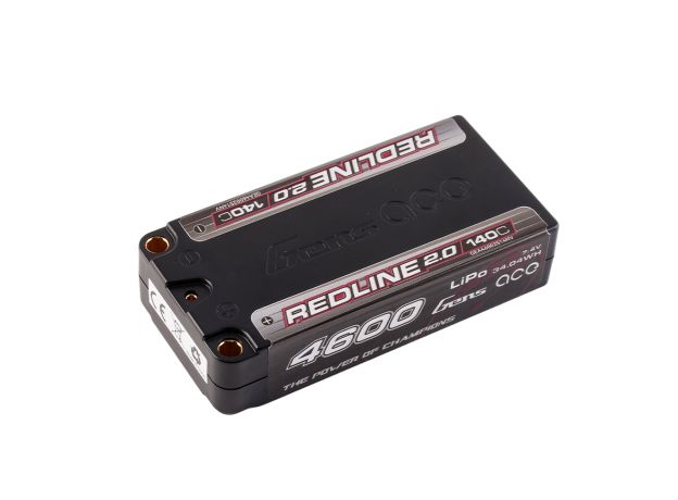 Gens ace 4600mAh 2S 140C 7.4V Shorty LiPo Batarya | 5.0mm bullet | Kırmızıline 2.0