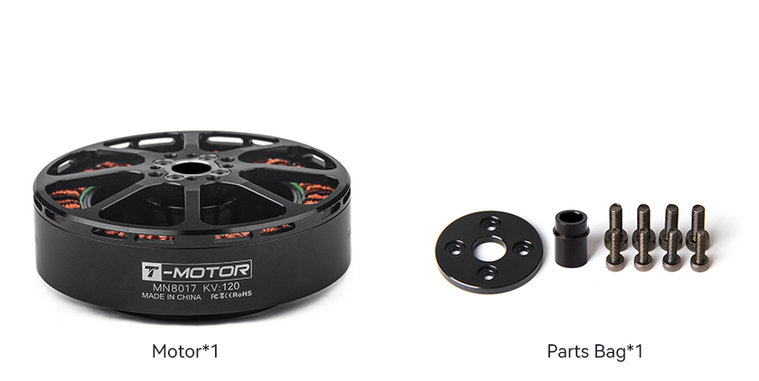 T-Motor MN8017 Antigravity Çok Rotorlu İHA Motoru KV120 — Teknik çizimler ve performans grafikleri 2