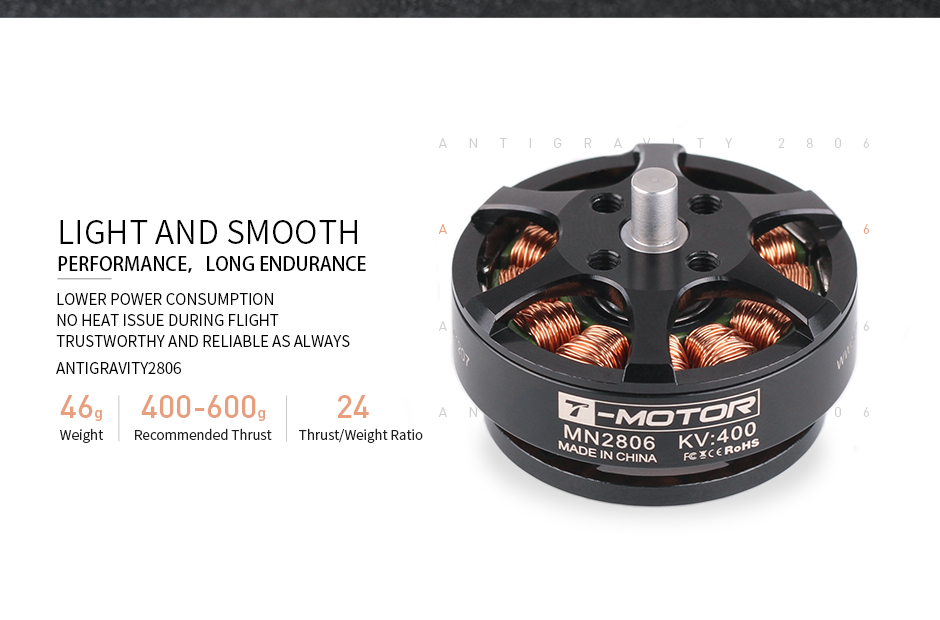 T-Motor MN2806 Antigravity Multirotor UAVs Motor KV400 — Manufacturer product details 5