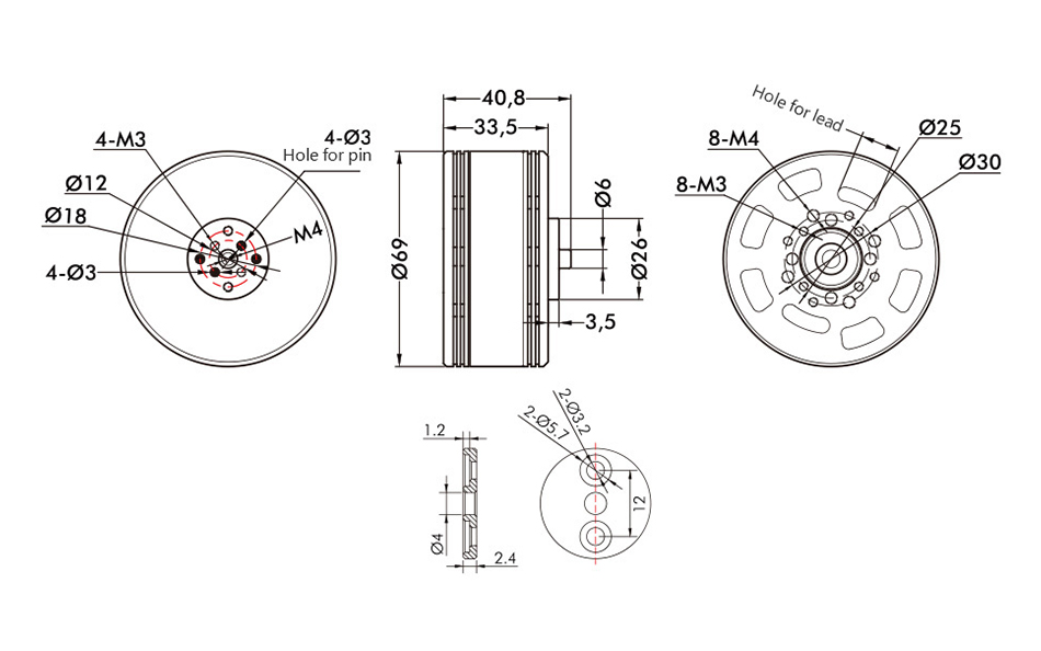 T-Motor P60 Pimsiz Tarımsal İHA Motoru KV170 — Teknik çizimler ve performans grafikleri 1