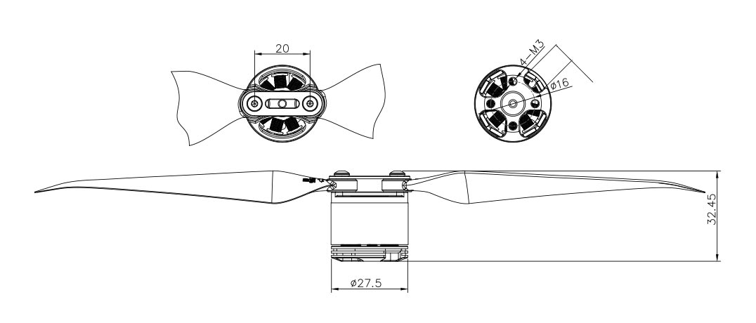 T-Motor Airgear 355 Tahrik Seti Çok Rotorlu İHA Power — Teknik çizimler ve performans grafikleri 1
