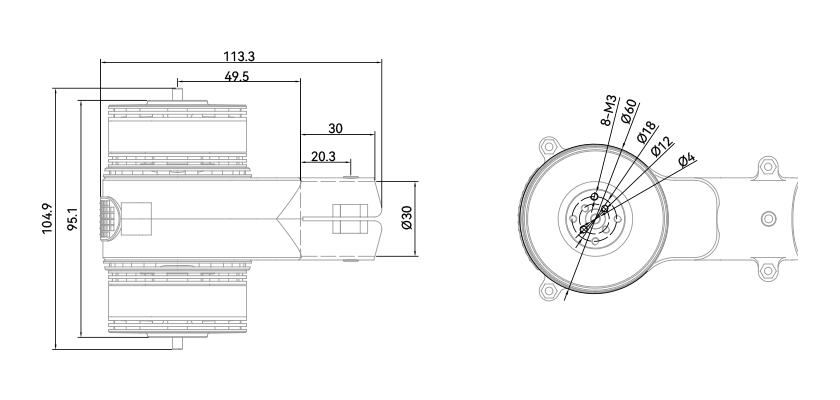 T-Motor X-501 Tahrik Seti Coaxial Serisi 6S/12S (Entegre Tahrik Sistemi ) İHA Motoru — MN501-S KV300+Alpha 40A LV / CCW — Teknik çizimler ve performans grafikleri 1