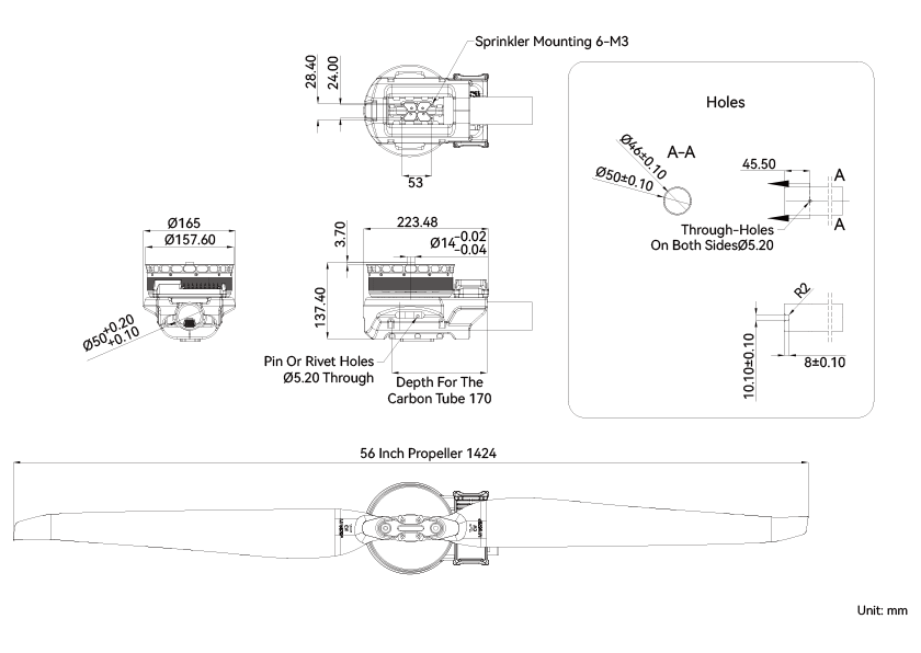 T-Motor A14-14S — A14-14S KV58+14S FOC 200A+MF56P — Technical drawings and performance charts 1