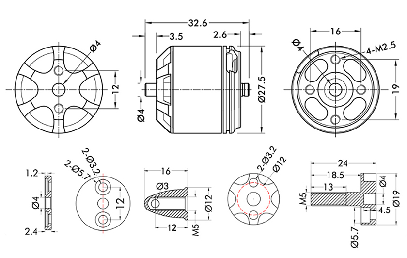 T-Motor MN2212 V2.0 Çok Rotorlu Sabit Kanat İHA Motoru KV920 — Teknik çizimler ve performans grafikleri 1