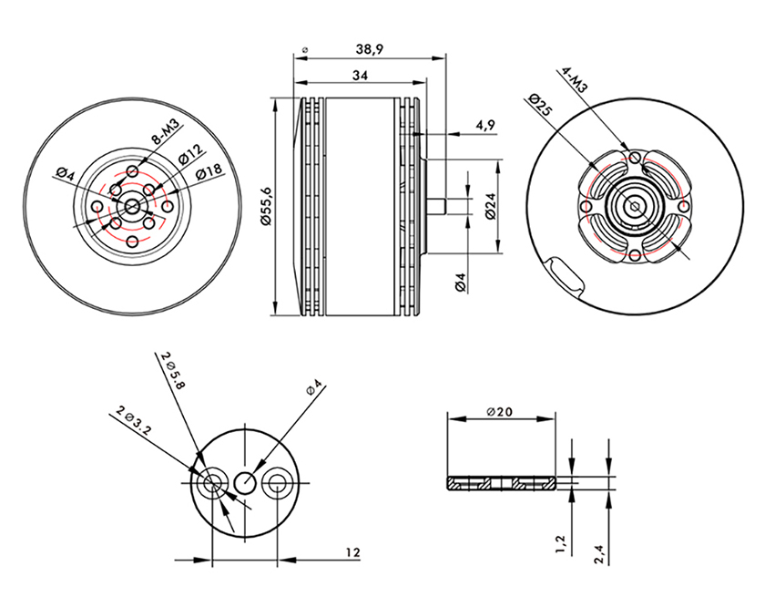T-Motor MN505-S IP45 Navigator Type UAV Multi-Motor KV320 — Technical drawings and performance charts 1