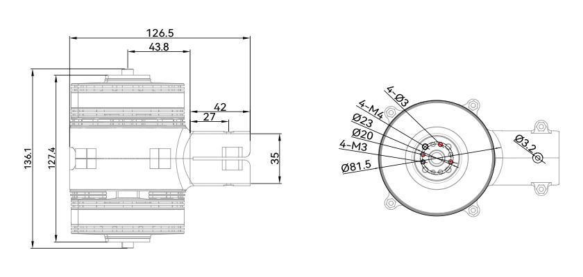 T-Motor X-705 Tahrik Seti Coaxial Serisi (Entegre Tahrik Sistemi ) İHA Motoru Alpha 80A — MN705-S KV125+Alpha 80A HV Round / CCW — Teknik çizimler ve performans grafikleri 1