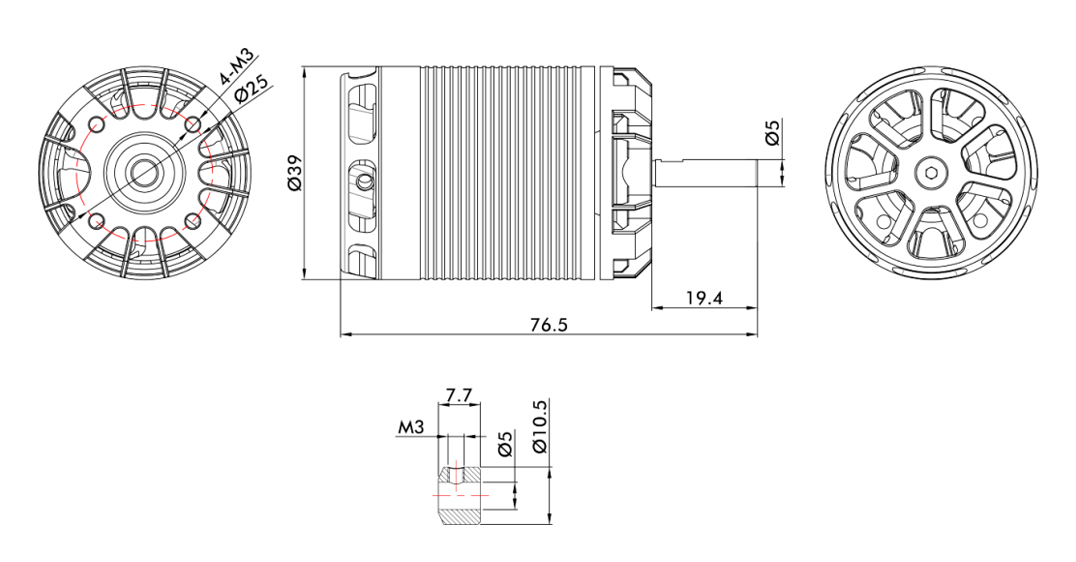 T-Motor AX335-B — Teknik çizimler ve performans grafikleri 1