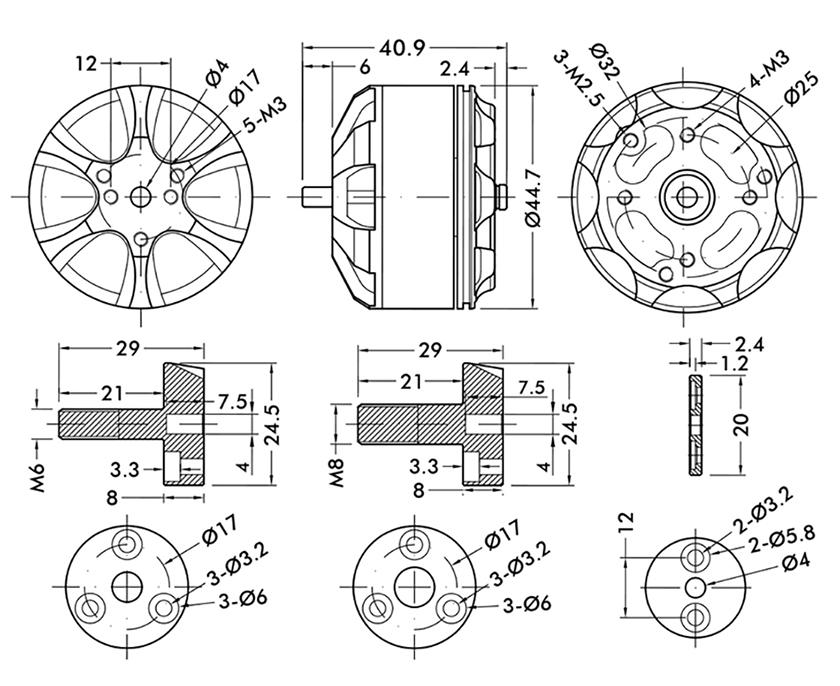 T-Motor MN4012 Çok Rotorlu Sabit Kanat İHA Motoru KV340 — Teknik çizimler ve performans grafikleri 1