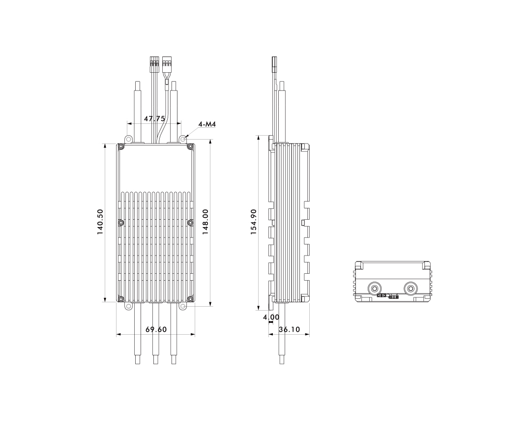 T-Motor Thunder 12~24S 200A High Power İHA ESC — Teknik çizimler ve performans grafikleri 1