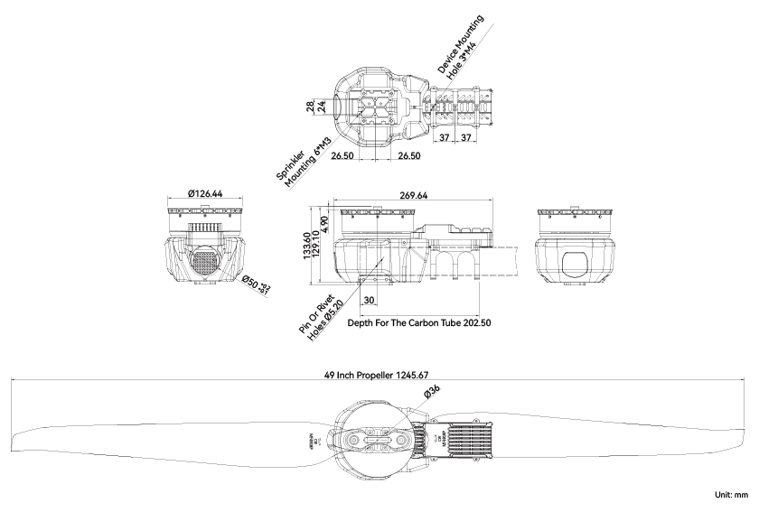 T-Motor A12XL-24S — A12XL KV48+24S FOC 120A — Teknik çizimler ve performans grafikleri 1