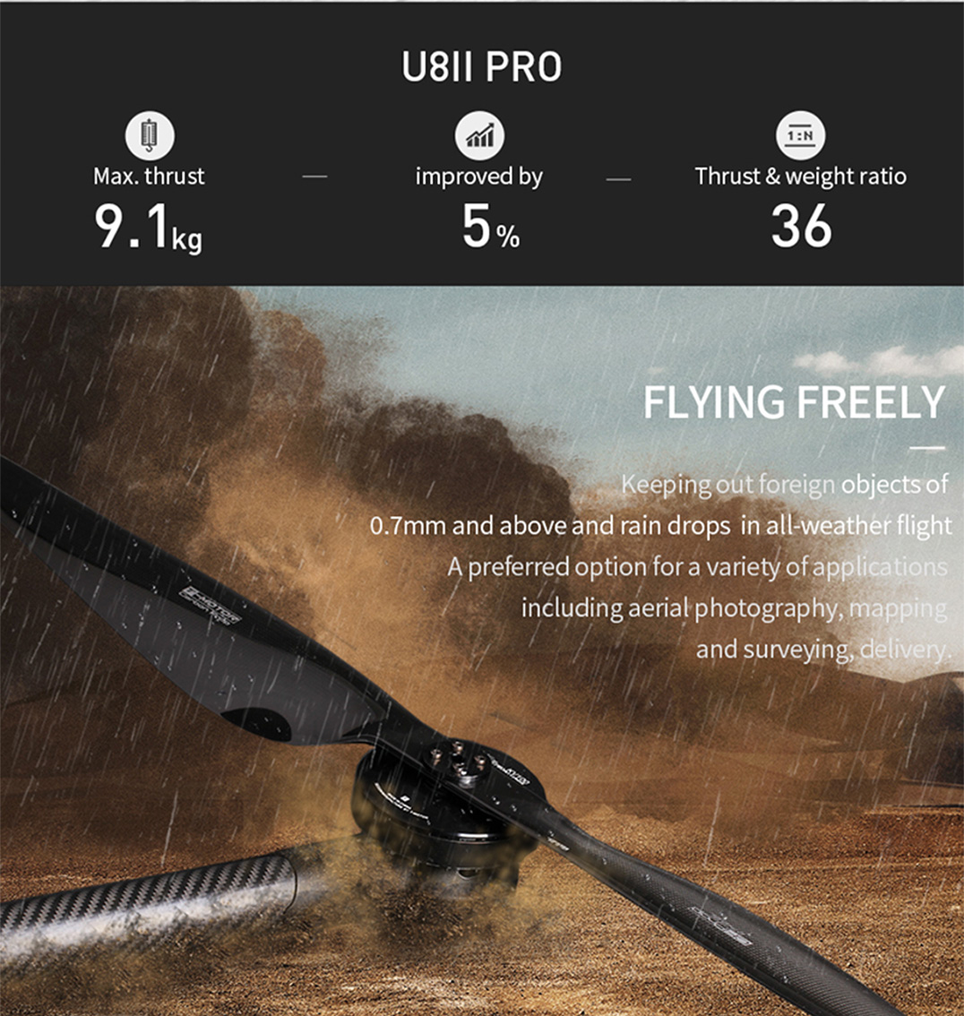T-Motor U8ⅡPRO Efficiency Serisi Çok Rotorlu İHA Motoru KV100 — Üretici detay görselleri 3