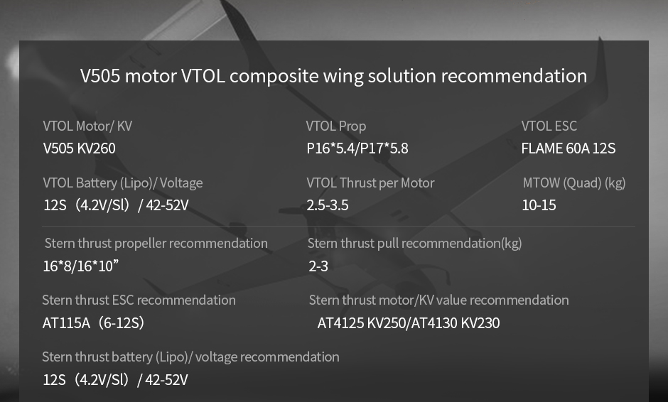 T-Motor V505 12S Vtol Drone Power KV260 — Üretici detay görselleri 2