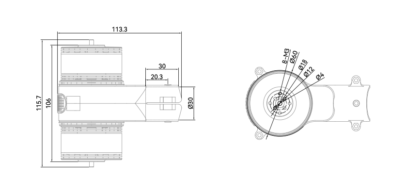 T-Motor X-505 Tahrik Seti Coaxial Serisi (Entegre Tahrik Sistemi ) Alpha 60A — MN505-S KV320+Alpha 60A LV / CW — Teknik çizimler ve performans grafikleri 1