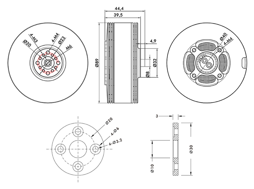 T-Motor MN805-S IP45 Multirotor Fixed Wing UAV Motor KV120 — Technical drawings and performance charts 1