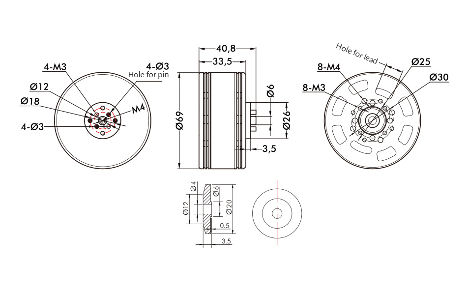 T-Motor P60 Pin Agricultural UAV Motor KV170 — Technical drawings and performance charts 1