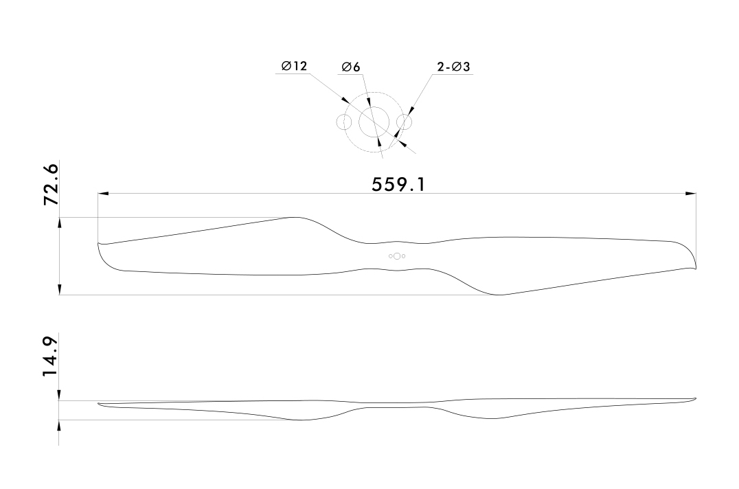 T-Motor NS22*6.6 Pervane - 2 Adet / Çift — Teknik çizimler ve performans grafikleri 1