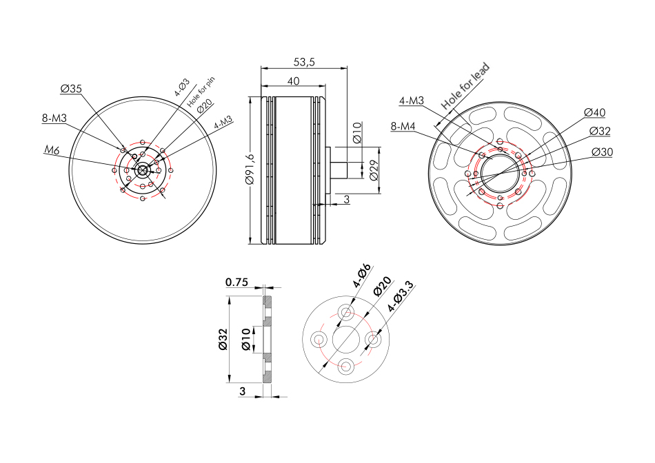 T-Motor P80Ⅲ Pimsiz Tarımsal İHA Motoru KV100 — Teknik çizimler ve performans grafikleri 1