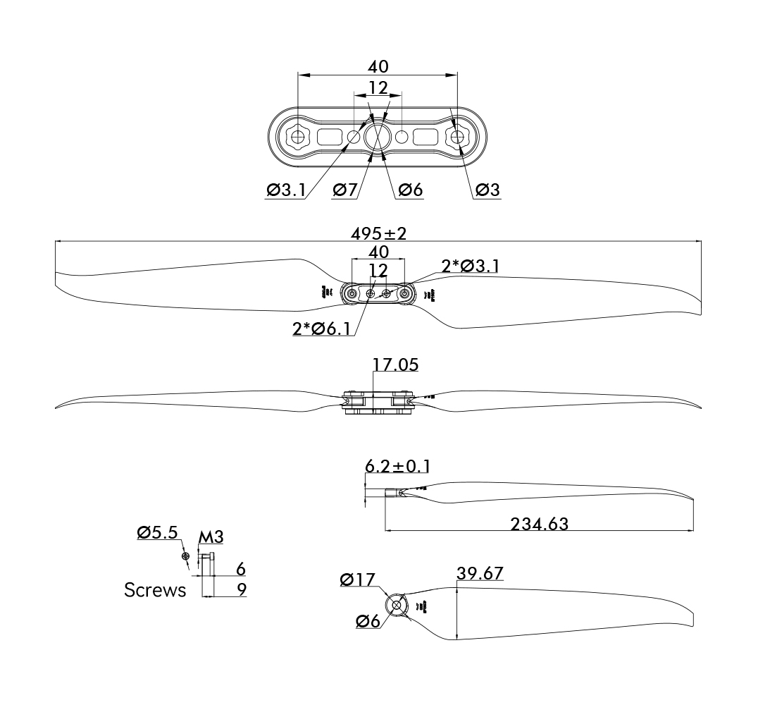 T-Motor MF1907P-2 Adet / Çift — Teknik çizimler ve performans grafikleri 1