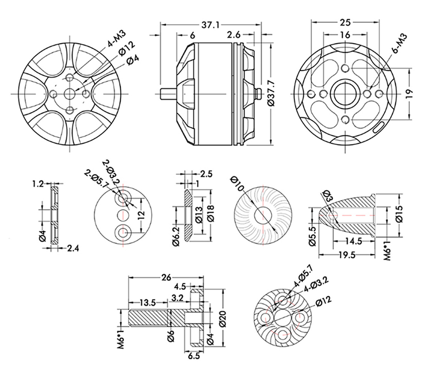 T-Motor MN3110 Çok Rotorlu Sabit Kanat İHA Motoru KV470 — Teknik çizimler ve performans grafikleri 1
