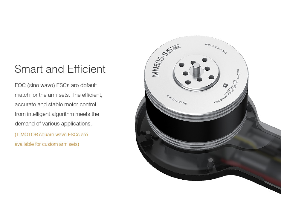 T-Motor 501-X Tahrik Seti Serisi 6S/12S (Entegre Tahrik Sistemi)İHA Motoru — MN501-S KV300+ALPHA 40A LV / CCW — Üretici detay görselleri 3