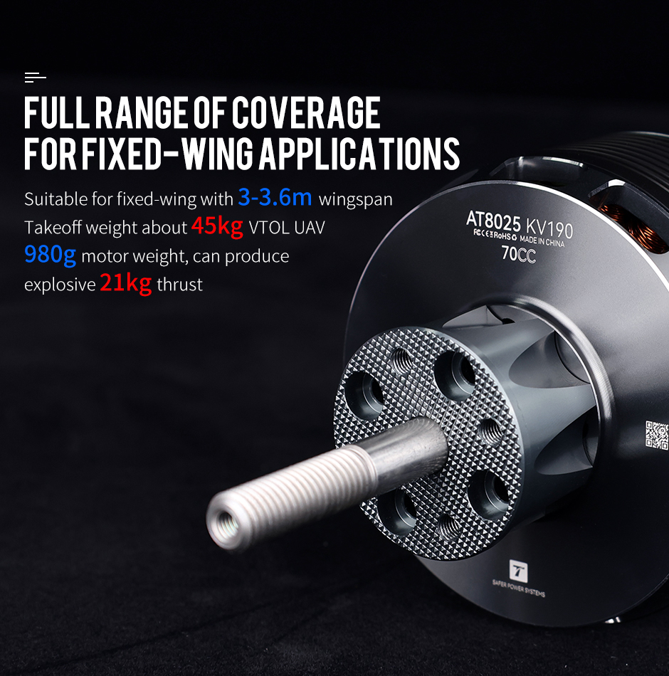 T-Motor AT8025 70CC VTOL İHA Sabit Kanat Aircraft Long Shaft Motoru KV190 — Üretici detay görselleri 3