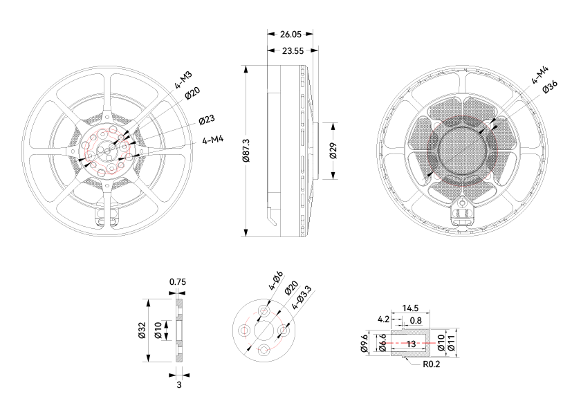 T-Motor U8ⅡLite Efficiency Type Multirotor UAV Motor KV85 — Standard — Technical drawings and performance charts 1