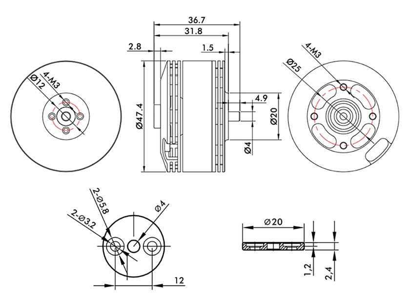 T-Motor MN4110 Çok Rotorlu Sabit Kanat İHA Motoru KV340 — Teknik çizimler ve performans grafikleri 1