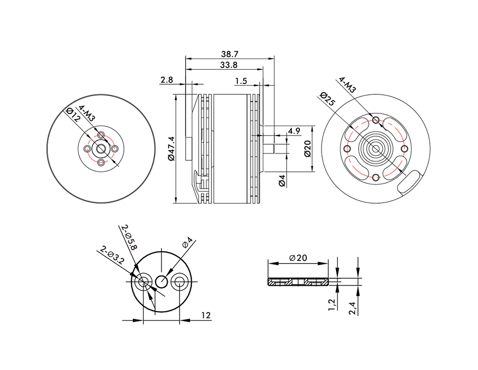 T-Motor MN4112 Çok Rotorlu Sabit Kanat İHA Motoru KV420 — Teknik çizimler ve performans grafikleri 1
